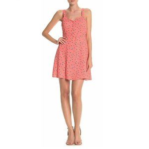 Abound V-Neck Front Button Fit & Flare Dress - Size XX-Small, Coral